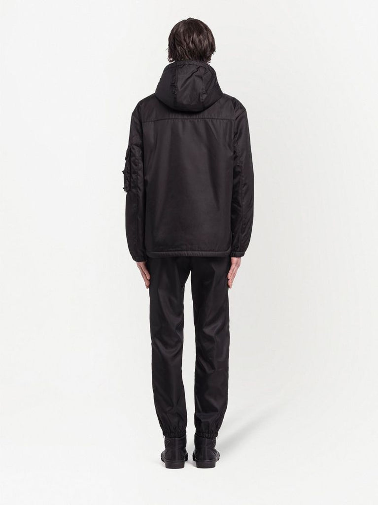 Black Re-nylon Blouson Hooded Jacket