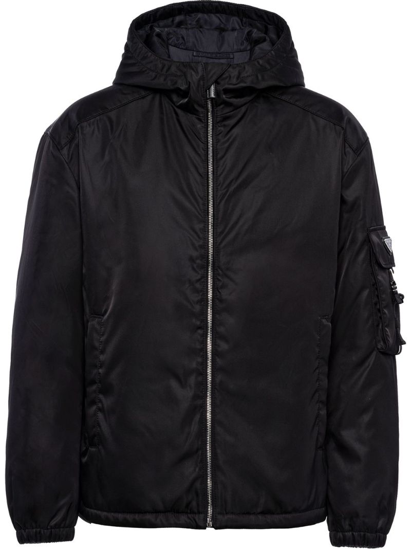 Black Re-nylon Blouson Hooded Jacket