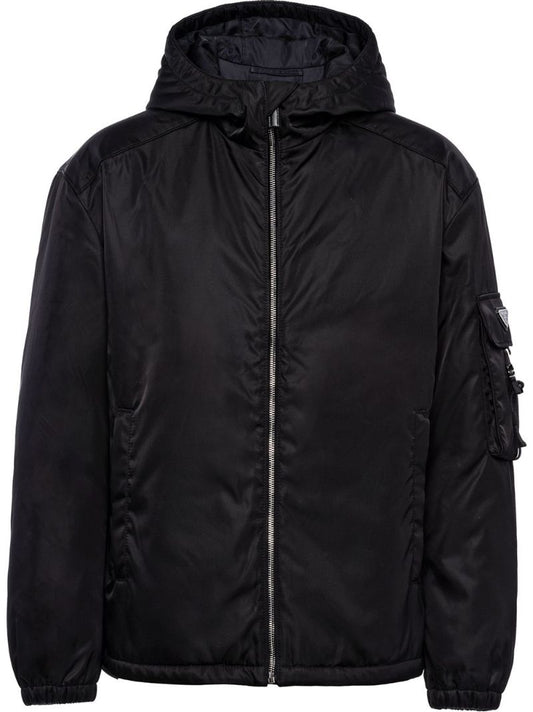 Black Re-nylon Blouson Hooded Jacket