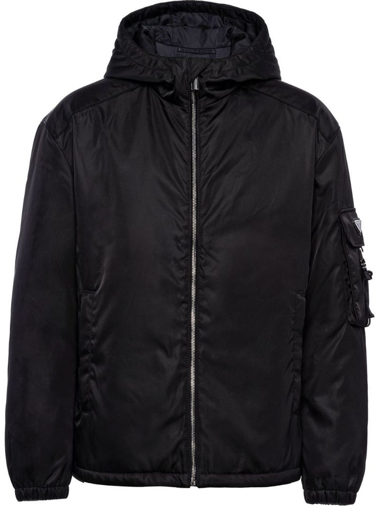 Black Re-nylon Blouson Hooded Jacket