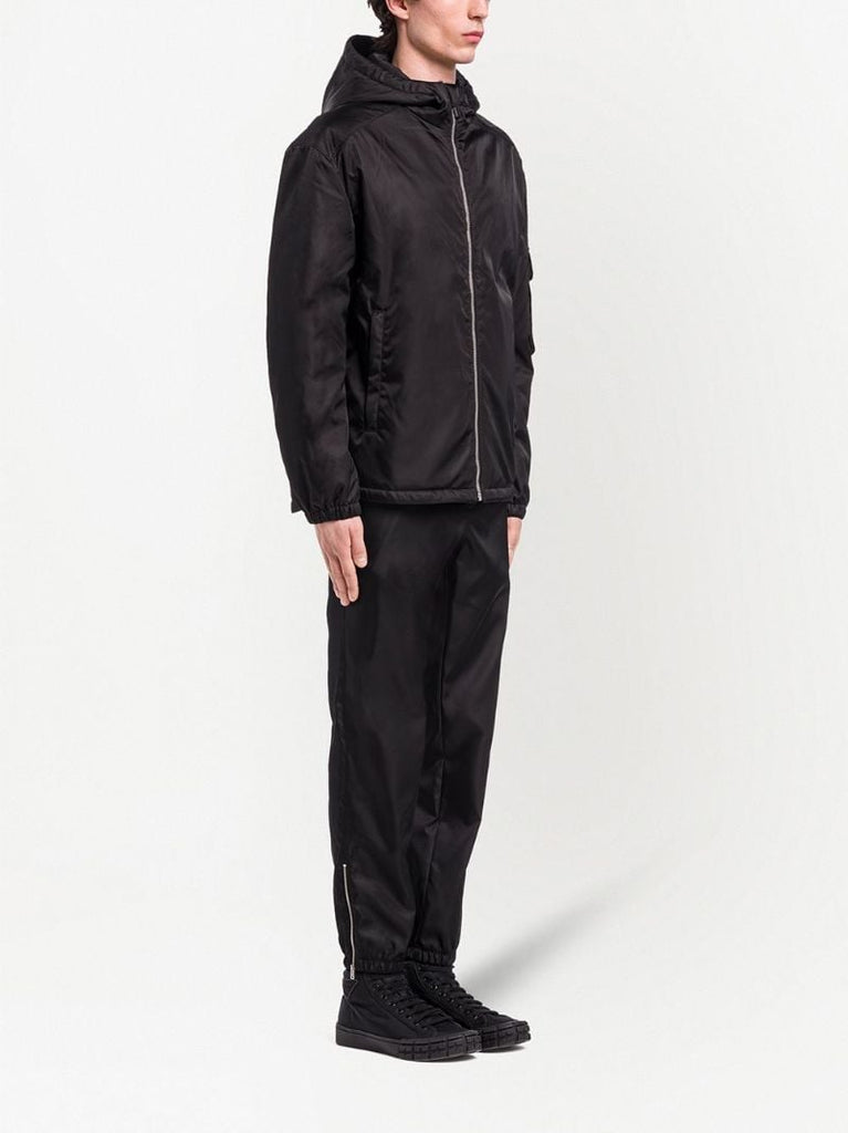 Black Re-nylon Blouson Hooded Jacket