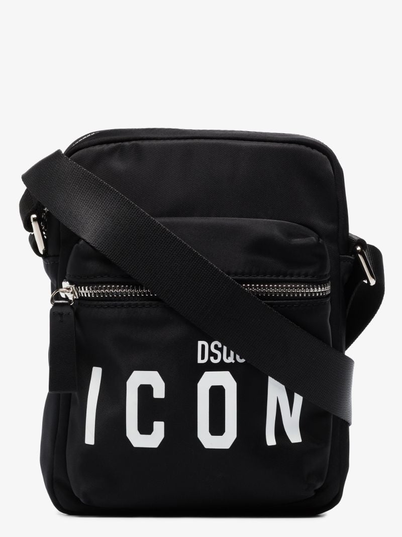 Black Icon Logo Messenger Bag