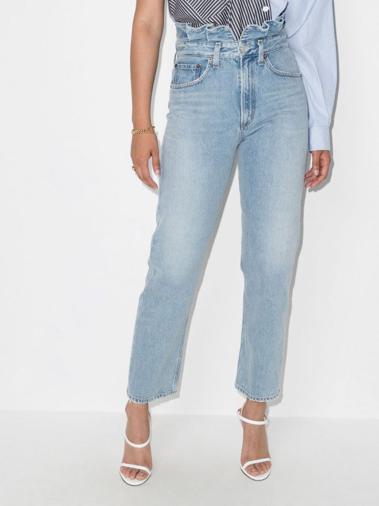 Paper Bag Straight Leg Jeans
