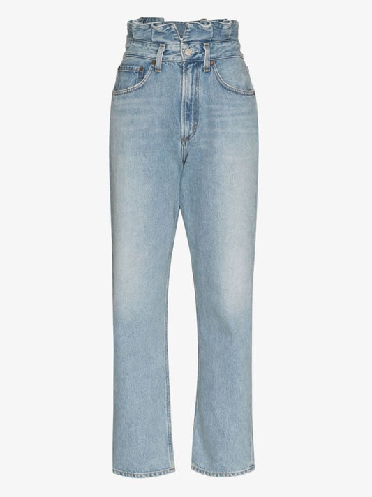 Paper Bag Straight Leg Jeans