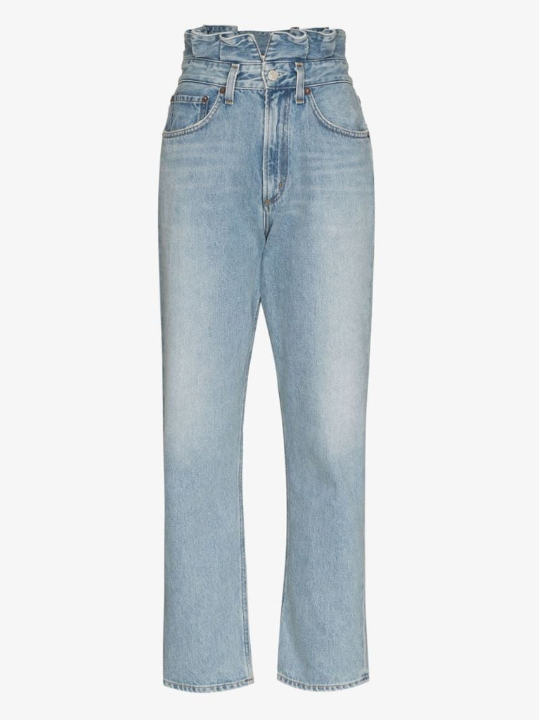 Paper Bag Straight Leg Jeans
