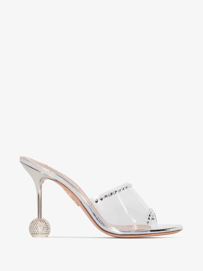 Silver Secrets 95 Crystal Embellished Mules