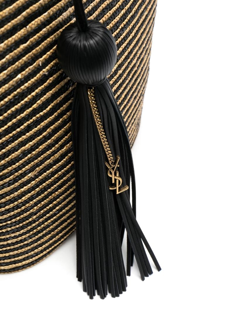 Neutral Panier Striped Raffia Tote Bag