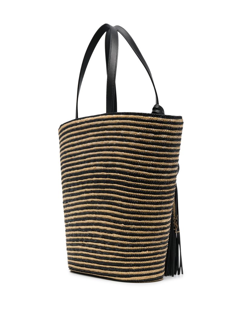 Neutral Panier Striped Raffia Tote Bag