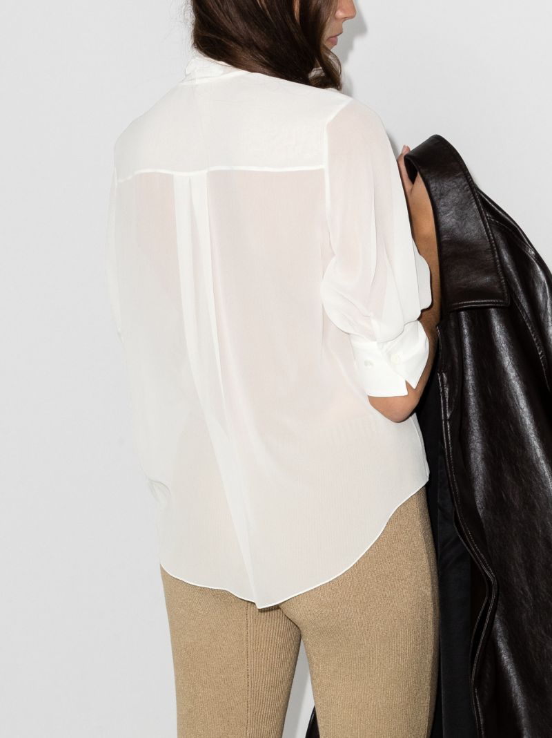 Scarf Neck Silk Shirt