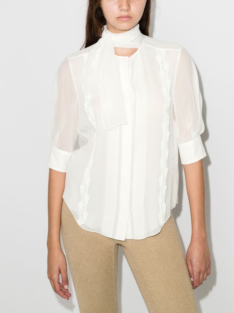 Scarf Neck Silk Shirt