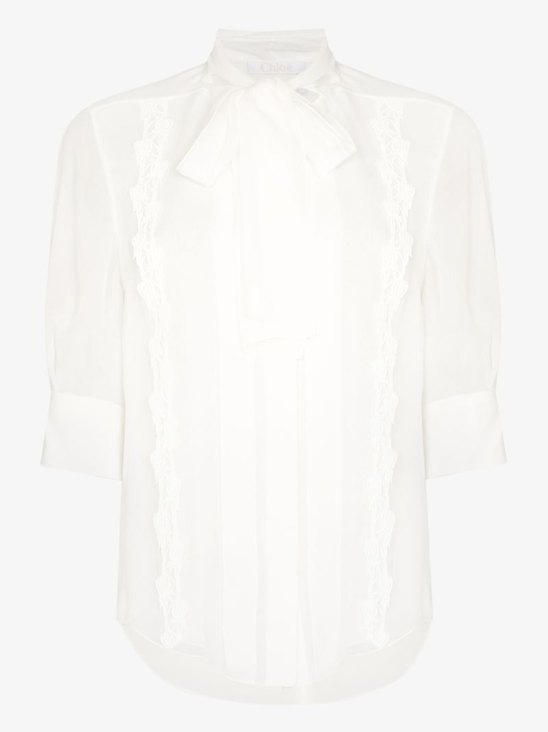 Scarf Neck Silk Shirt