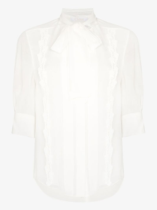Scarf Neck Silk Shirt