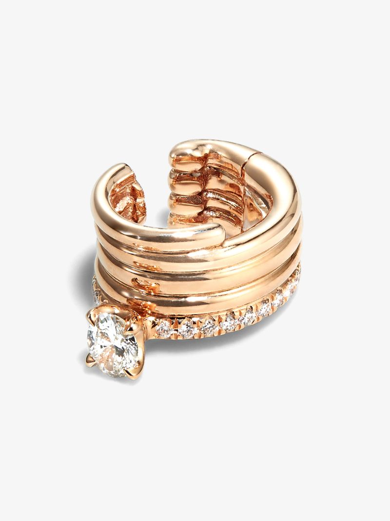 18k Rose Gold Blast Diamond Ear Cuff