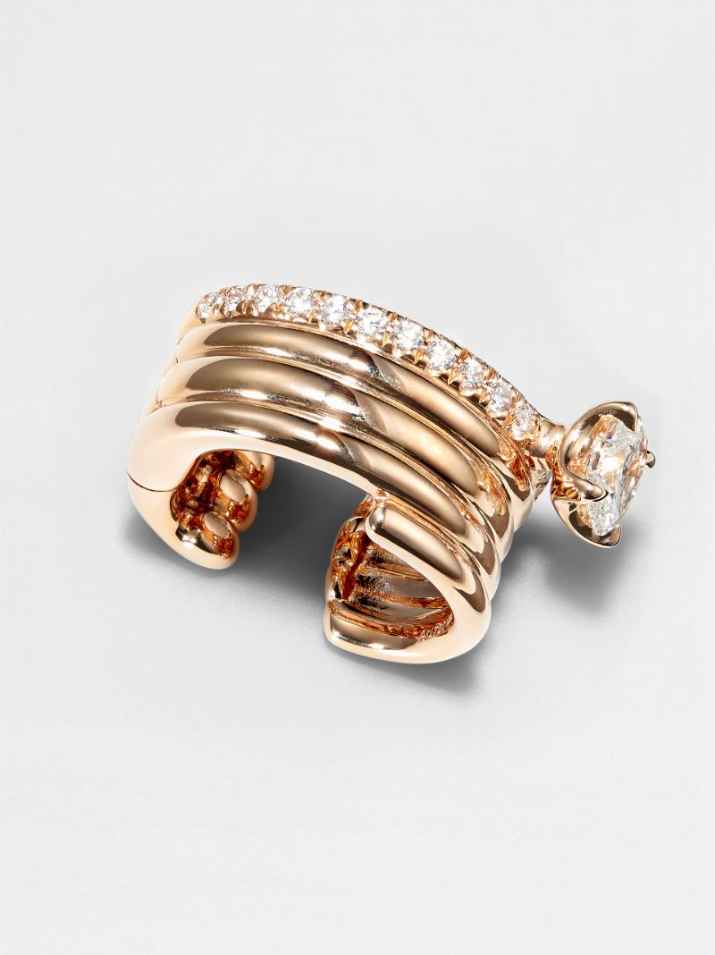 18k Rose Gold Blast Diamond Ear Cuff