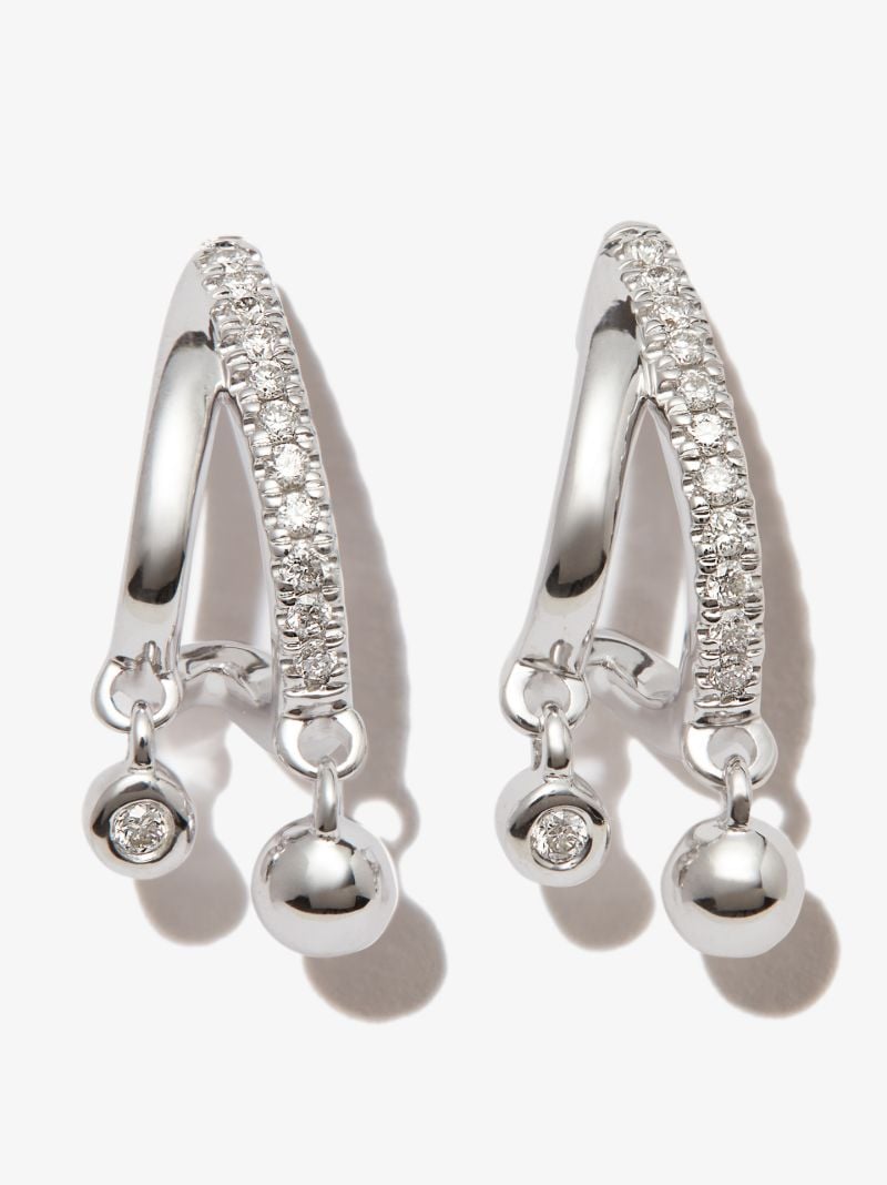 14k White Gold Poppy Rae Pebble Diamond Earrings