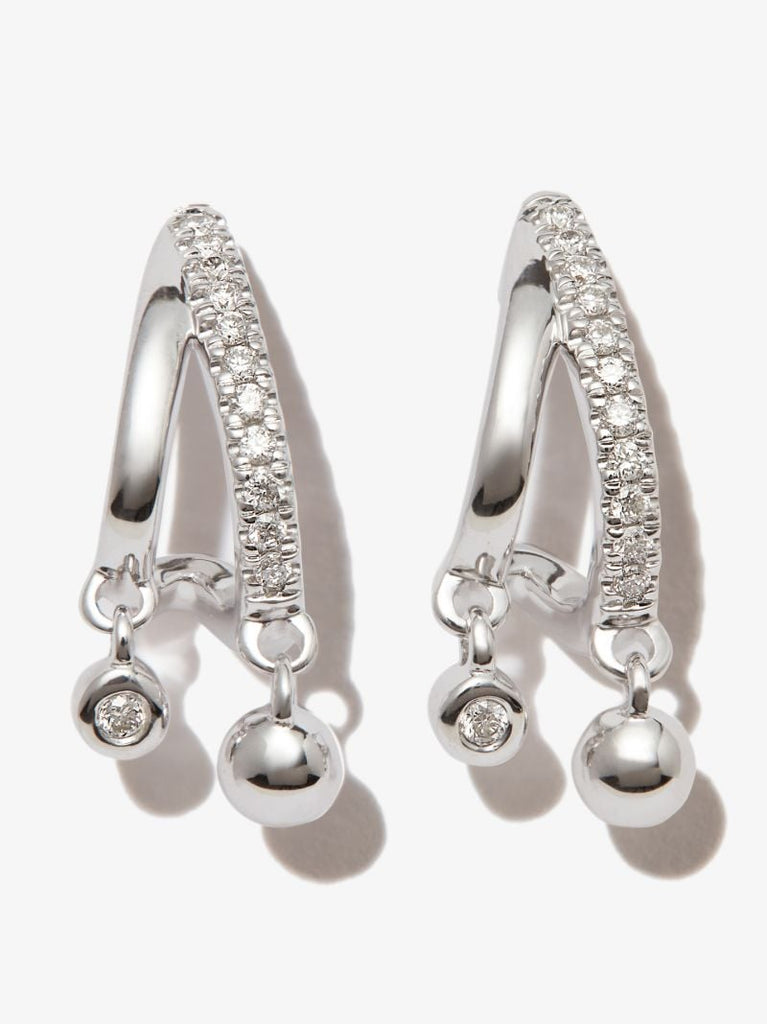 14k White Gold Poppy Rae Pebble Diamond Earrings
