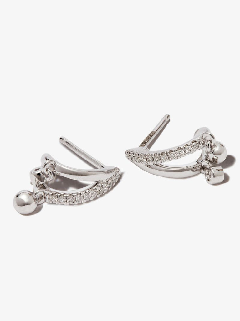 14k White Gold Poppy Rae Pebble Diamond Earrings