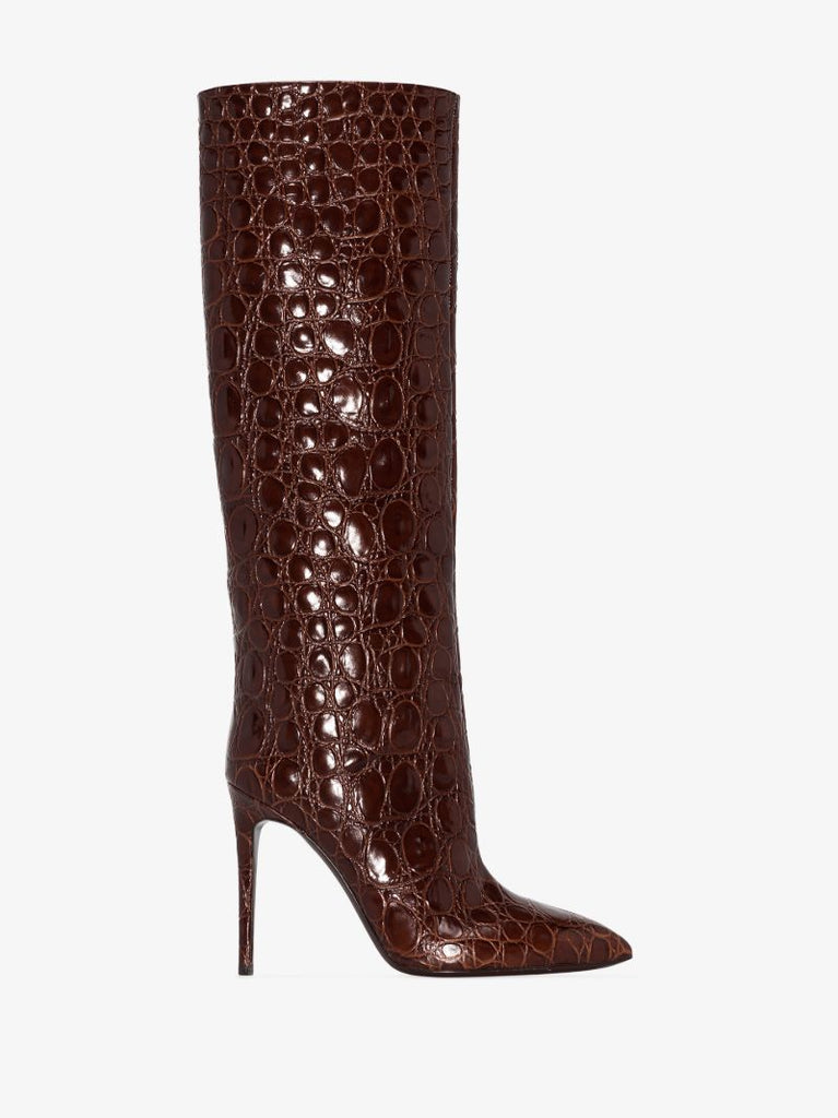 Brown 105 Mock Croc Knee-high Boots