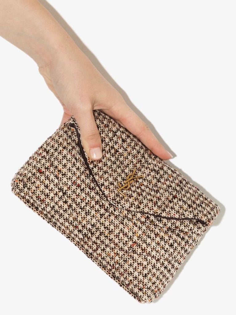 Neutral Puffer Small Tweed Pouch Bag