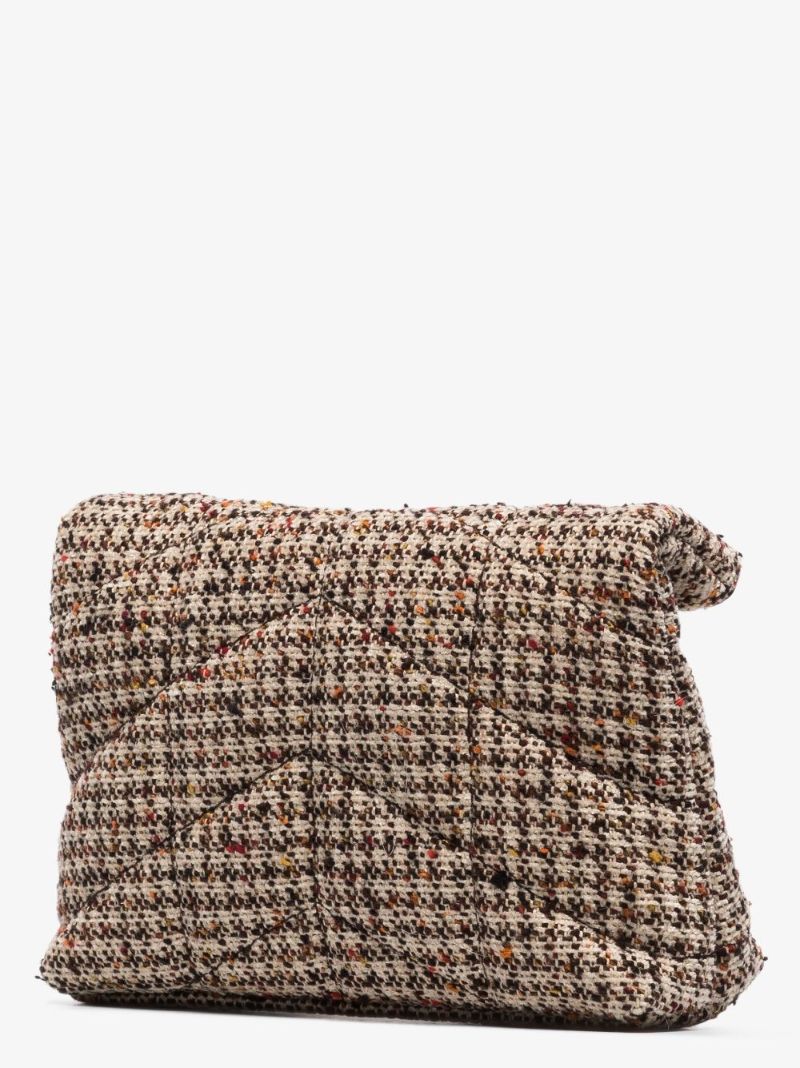 Neutral Puffer Small Tweed Pouch Bag