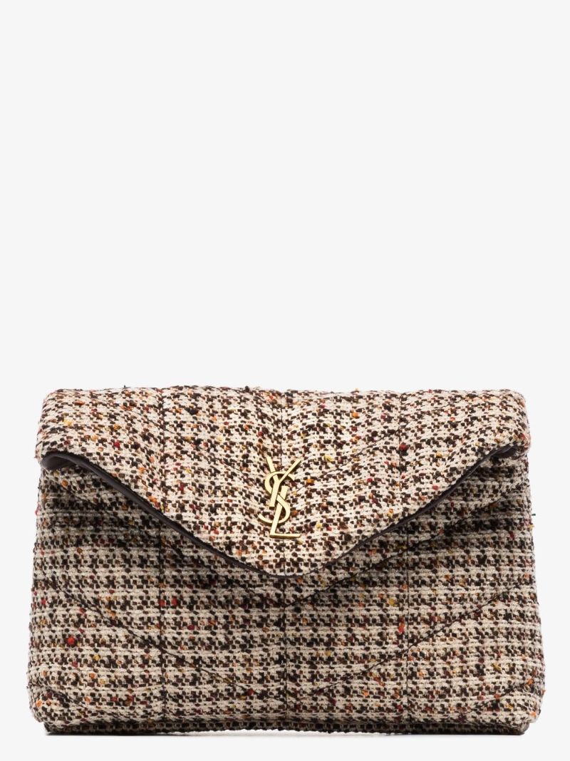 Neutral Puffer Small Tweed Pouch Bag
