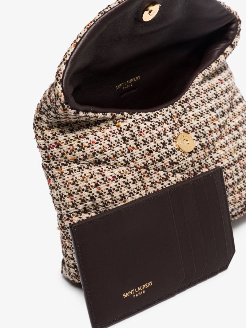 Neutral Puffer Small Tweed Pouch Bag