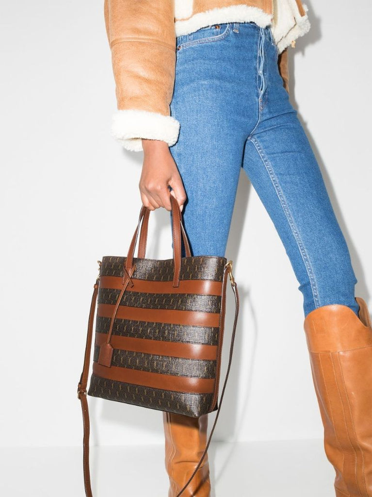 Brown Le Monogramme Striped Tote Bag