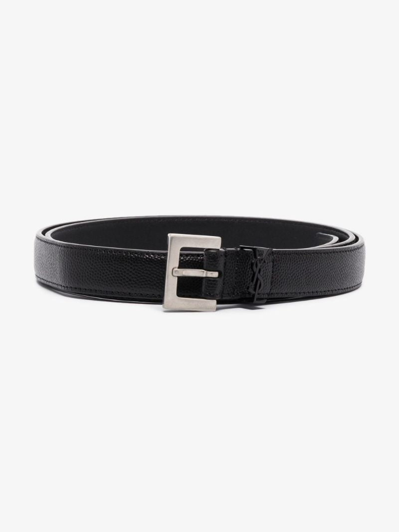 Black Logo Leather Belt