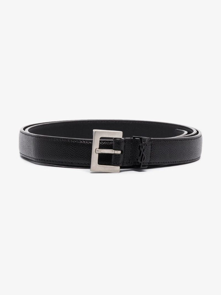 Black Logo Leather Belt