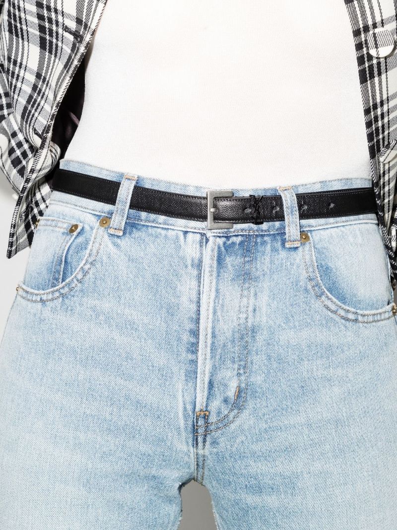 Black Logo Leather Belt