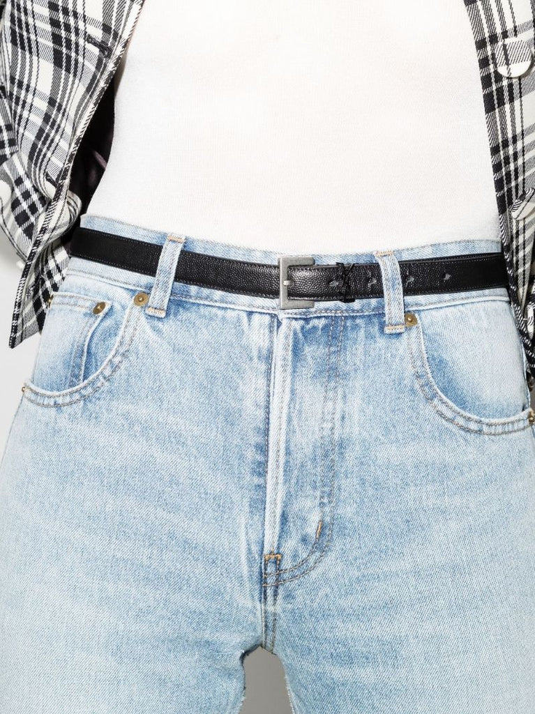 Black Logo Leather Belt