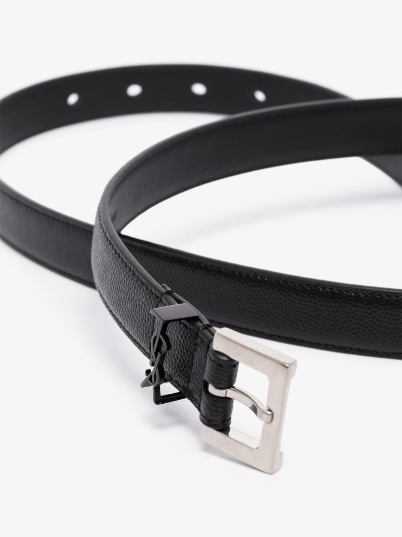 Black Logo Leather Belt