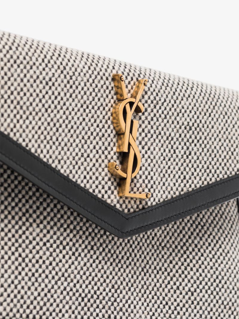 Black Uptown Medium Tweed Clutch Bag