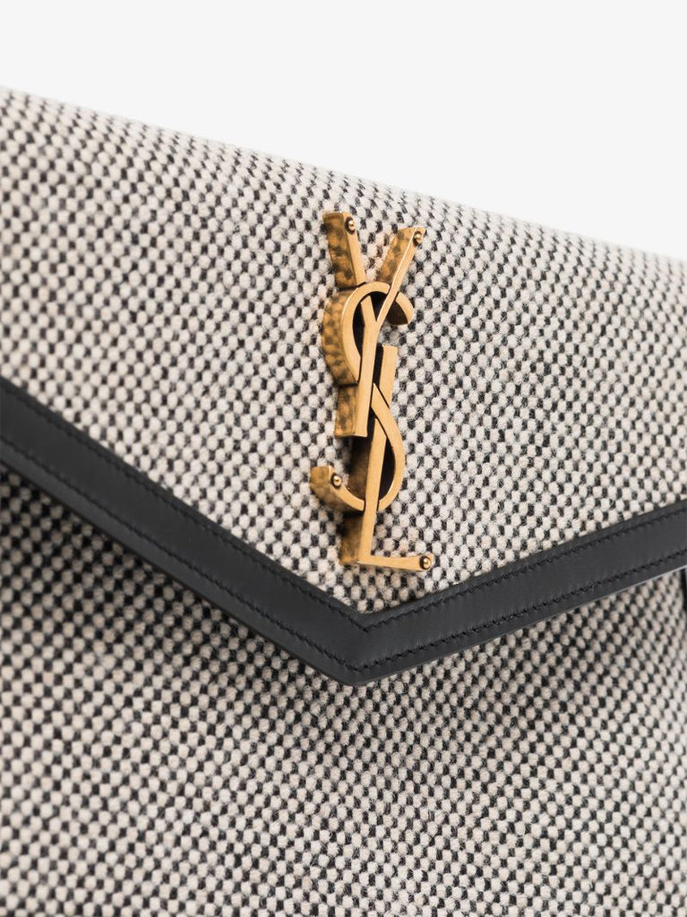 Black Uptown Medium Tweed Clutch Bag