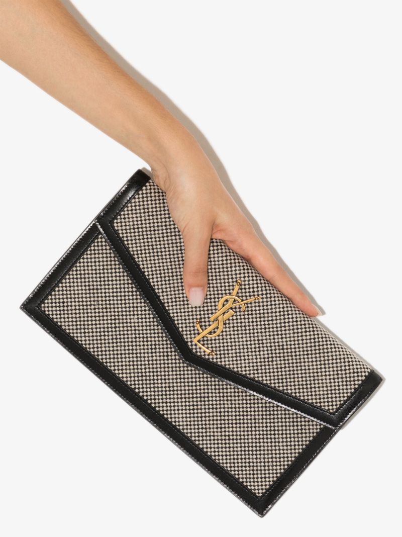 Black Uptown Medium Tweed Clutch Bag