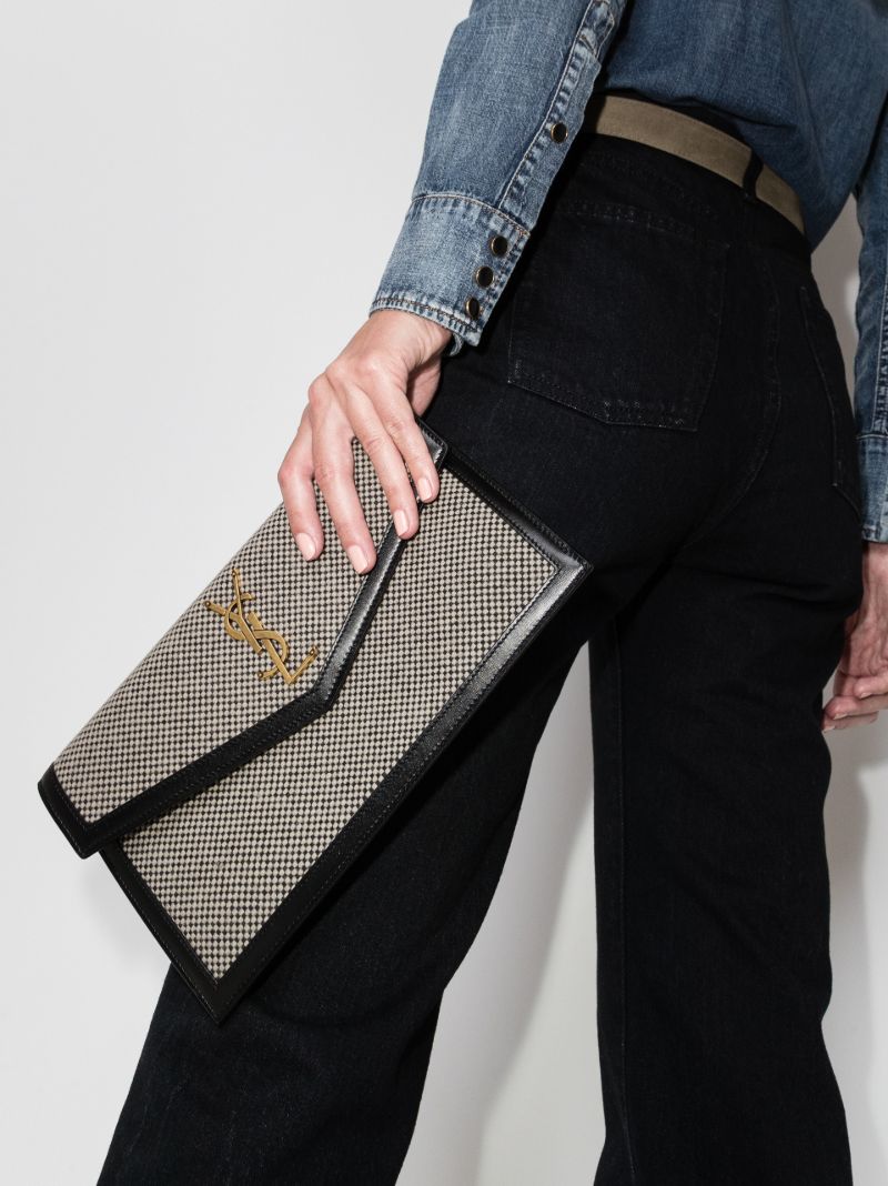 Black Uptown Medium Tweed Clutch Bag