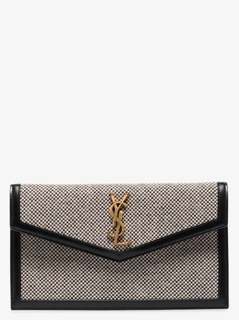 Black Uptown Medium Tweed Clutch Bag