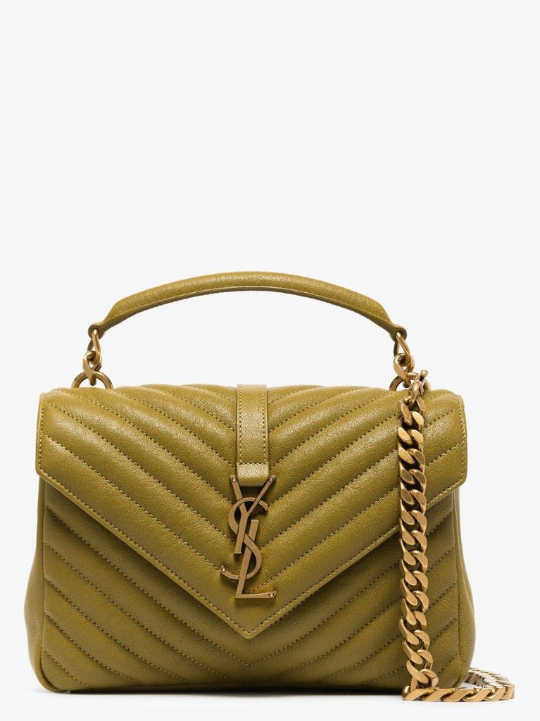 Green College Medium Leather Shoulder Bag