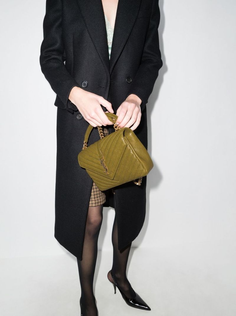 Green College Medium Leather Shoulder Bag