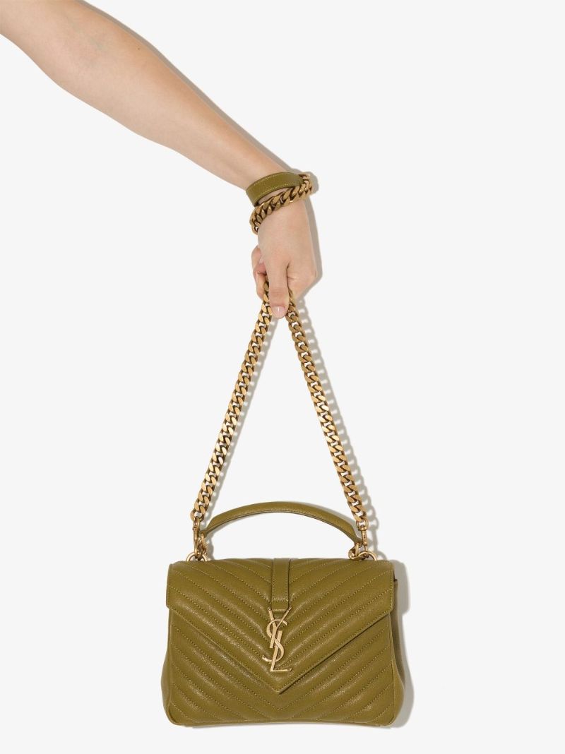 Green College Medium Leather Shoulder Bag