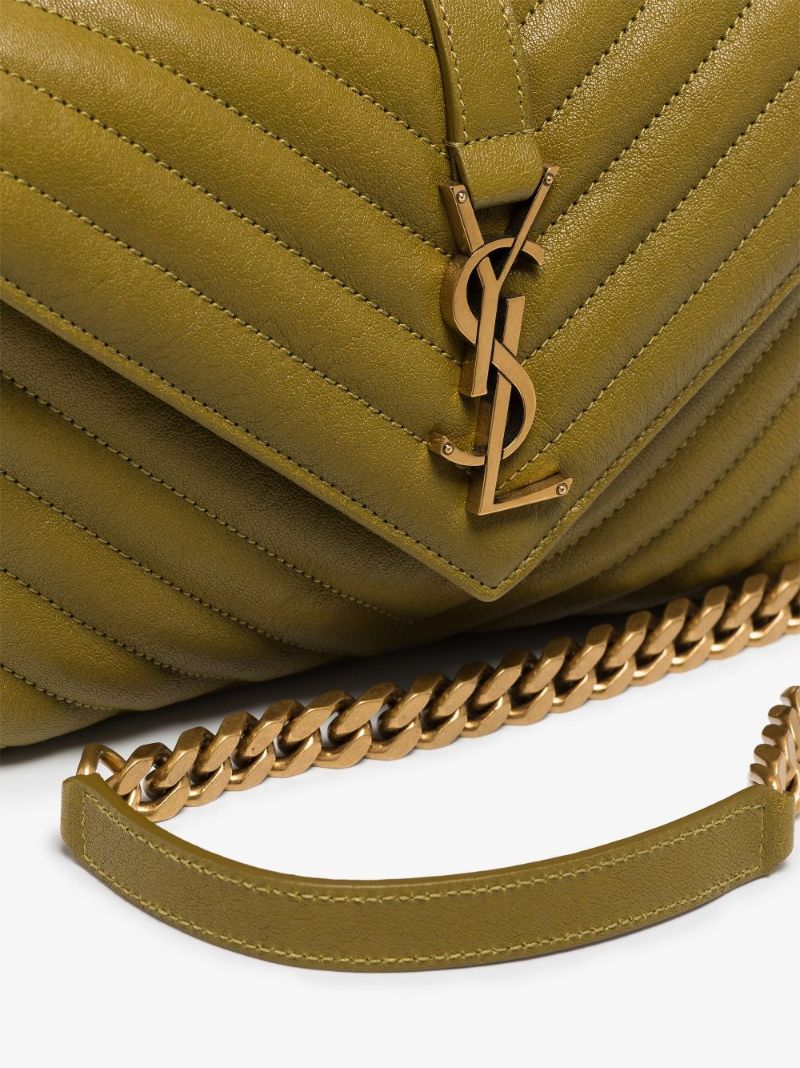 Green College Medium Leather Shoulder Bag