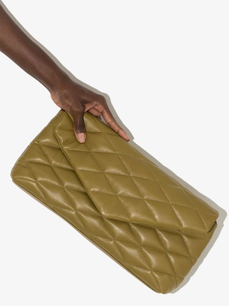 Green Sade Leather Clutch Bag