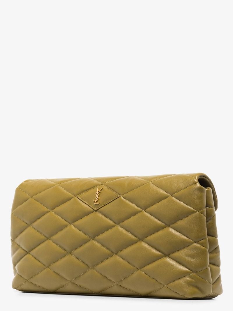 Green Sade Leather Clutch Bag