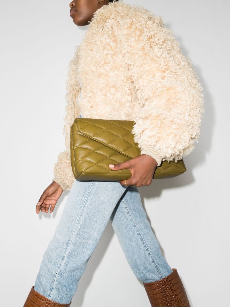 Green Sade Leather Clutch Bag