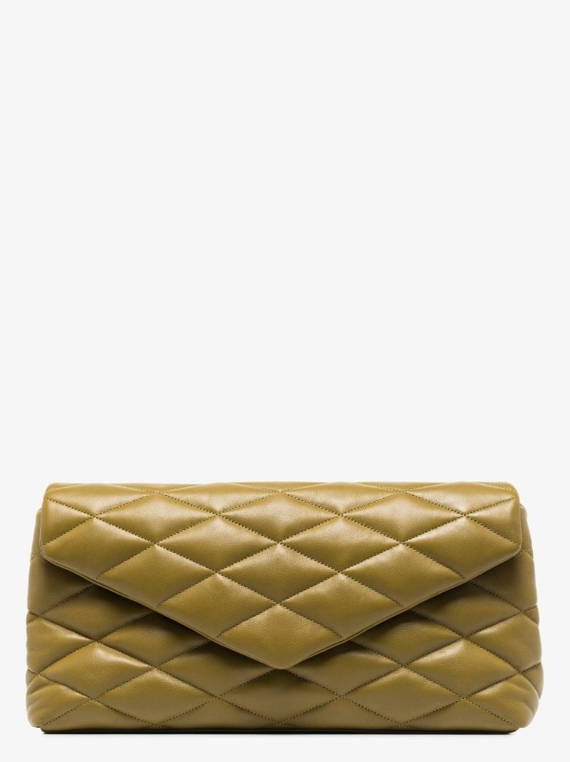 Green Sade Leather Clutch Bag