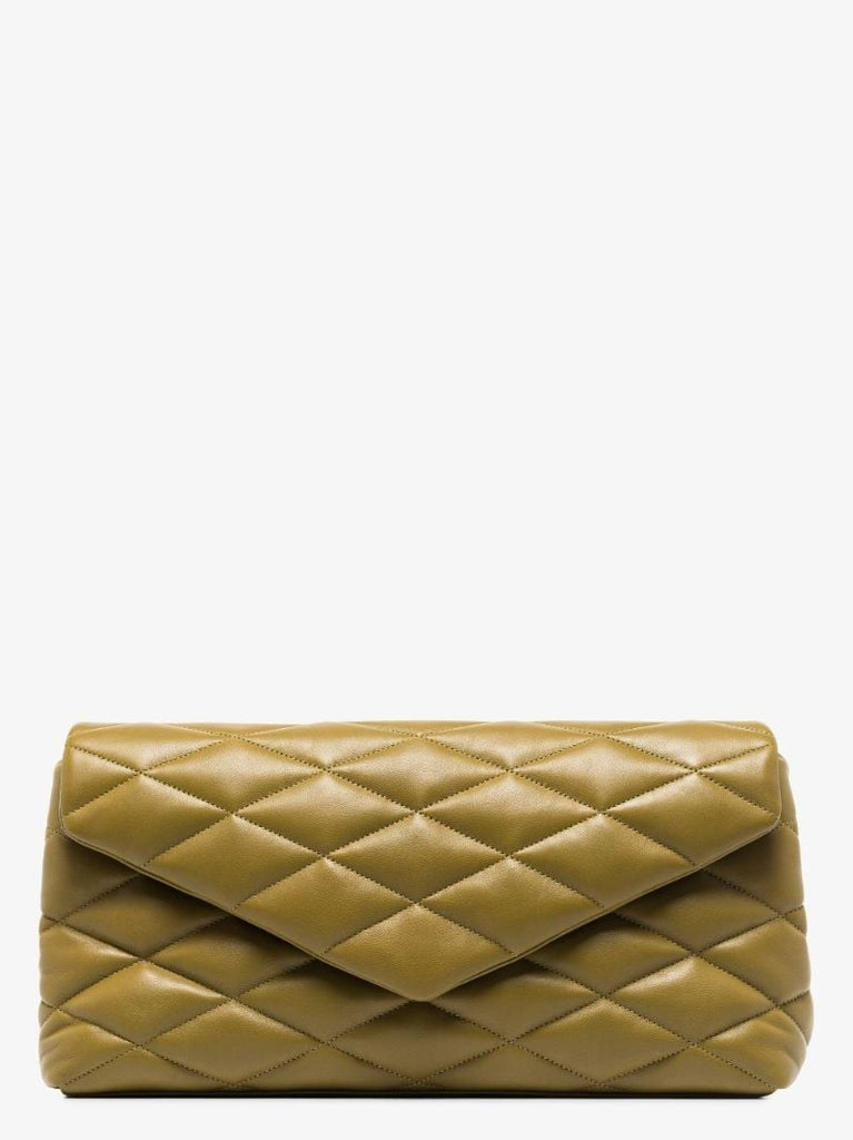 Green Sade Leather Clutch Bag