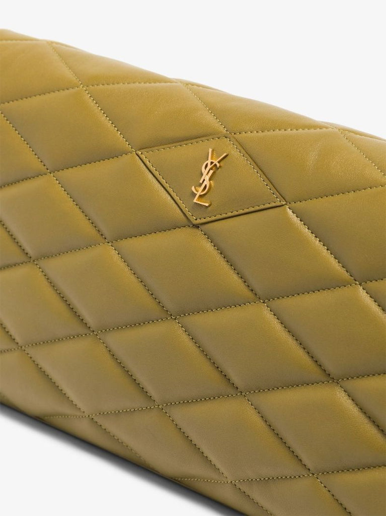 Green Sade Leather Clutch Bag