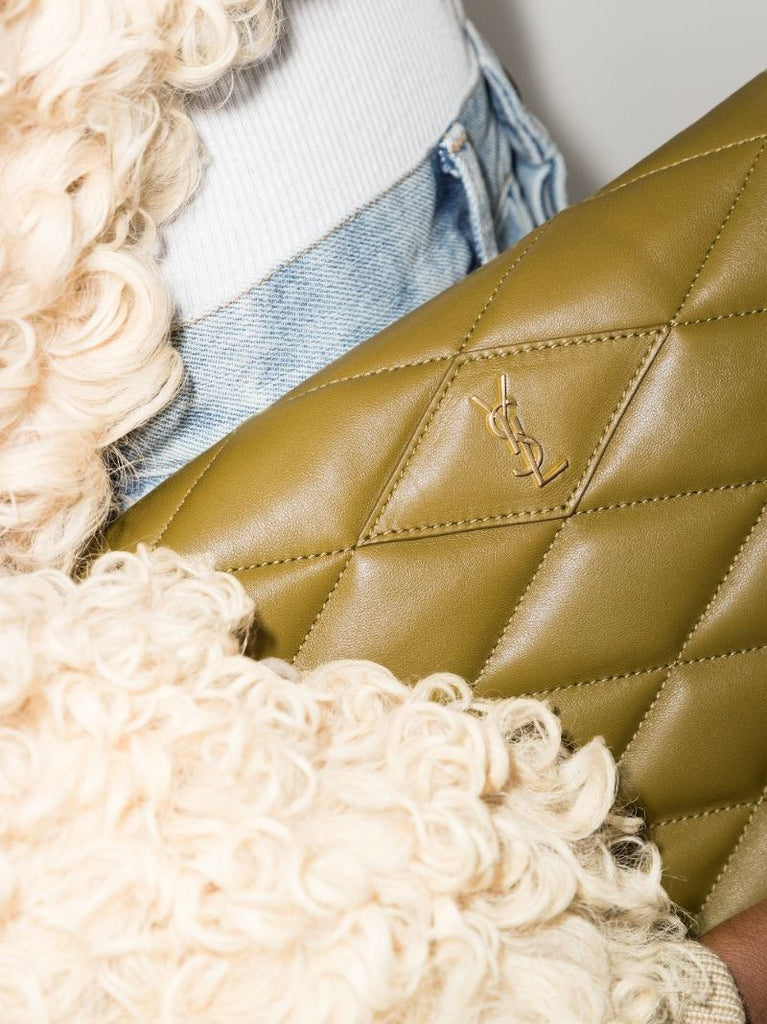 Green Sade Leather Clutch Bag