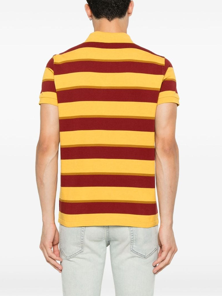 Yellow Striped Cotton Polo Shirt