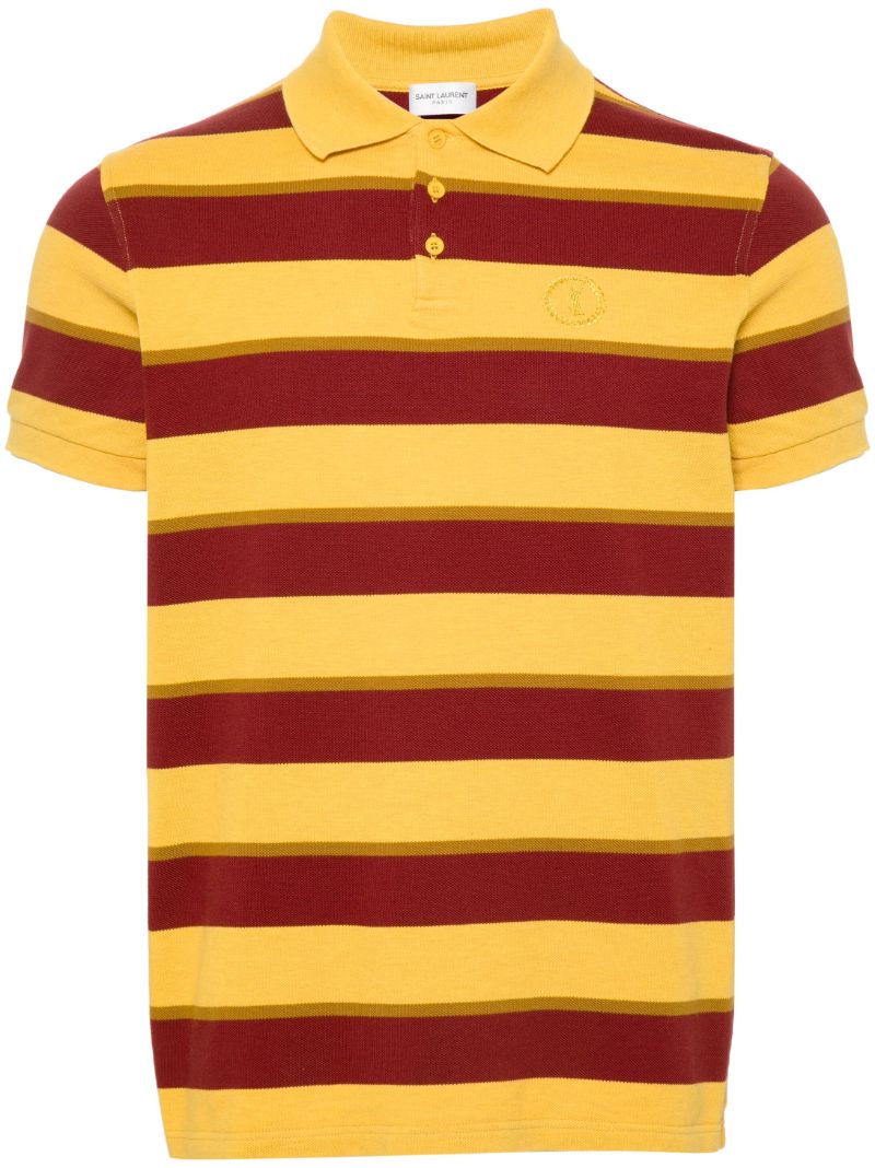 Yellow Striped Cotton Polo Shirt
